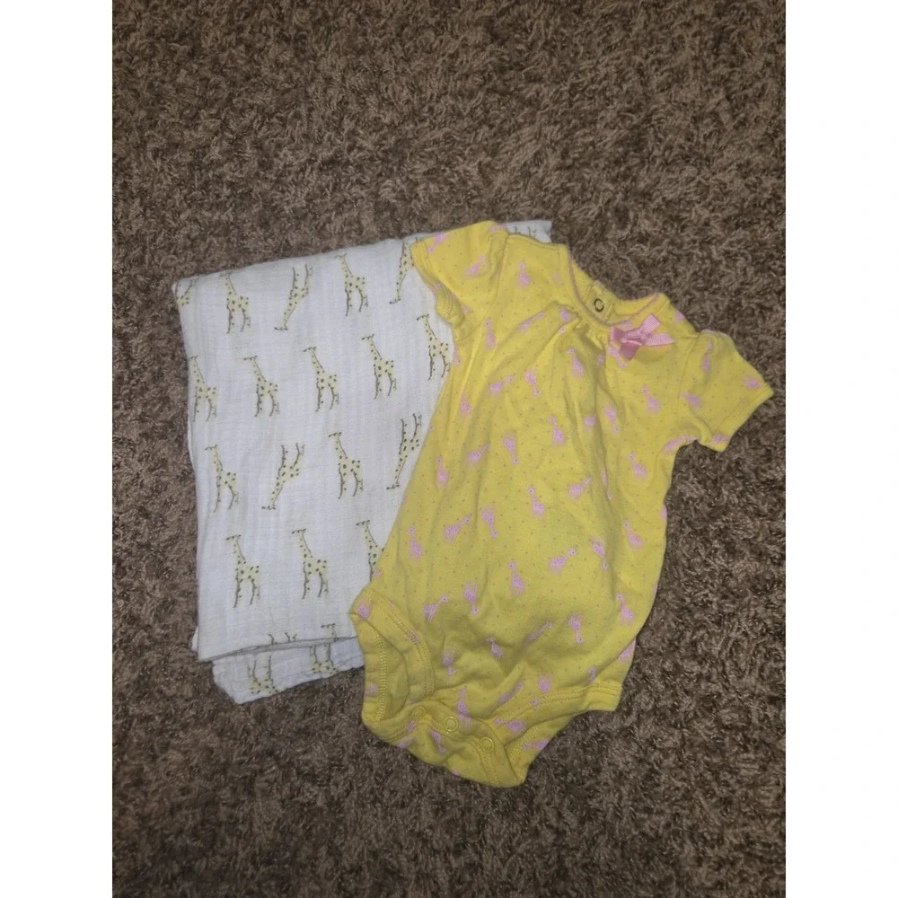 BABY Blankets Swaddle ADEN & Anais Muslin 100% Cotton Giraffe W/ 0-3 M Top